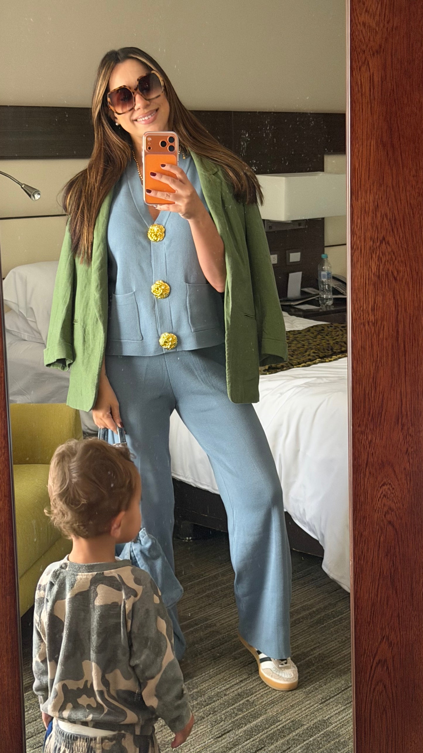 Blue Stylish Casual Vest and Pants Set