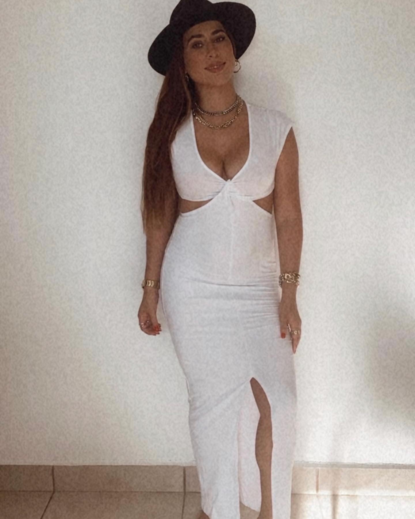 WHITE SKINNY MIDI DRESS