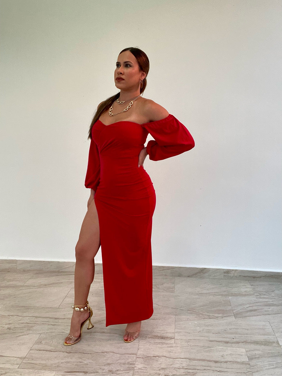 CHRISTMAS RED SEXY LONG DRESS