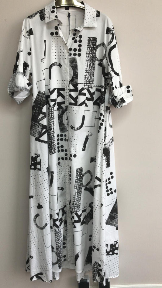 BLACK LETTERS WHITE MAXI DRESS