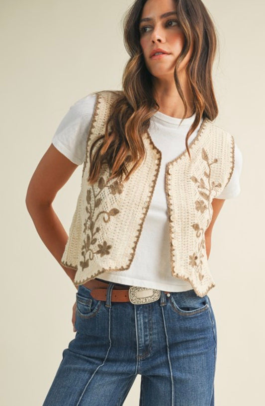 Floral Crochet Vest