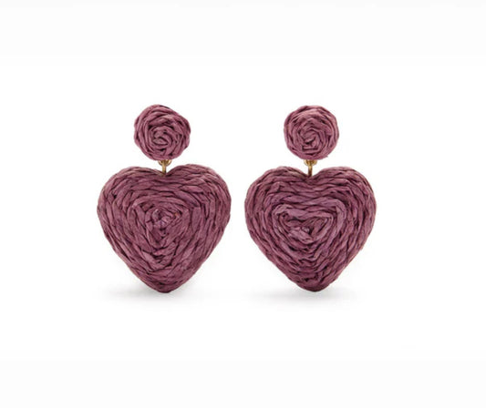 RAFIA HEART EARRINGS