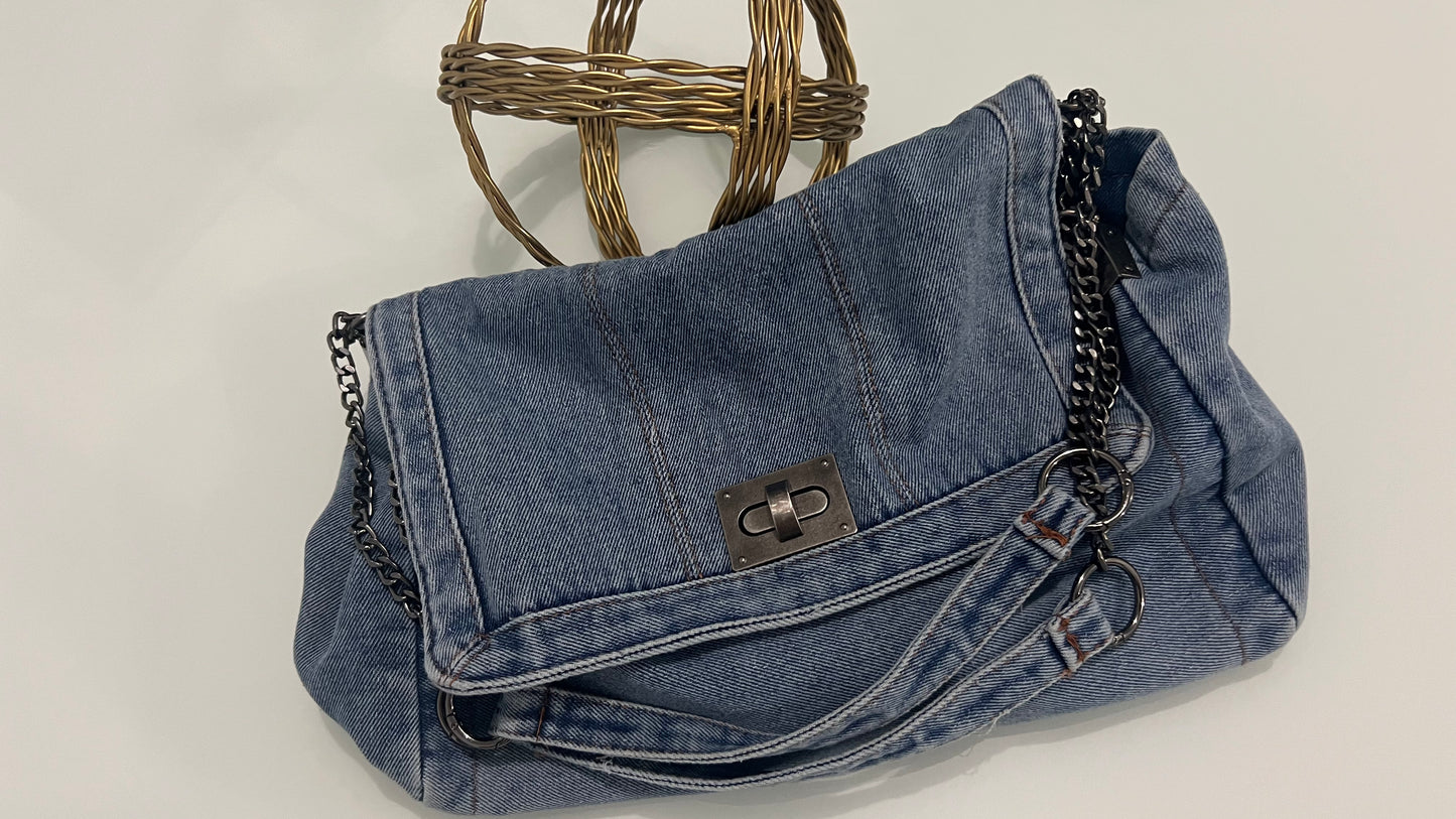 Denim Chain Shoulder Bag Tote Bag