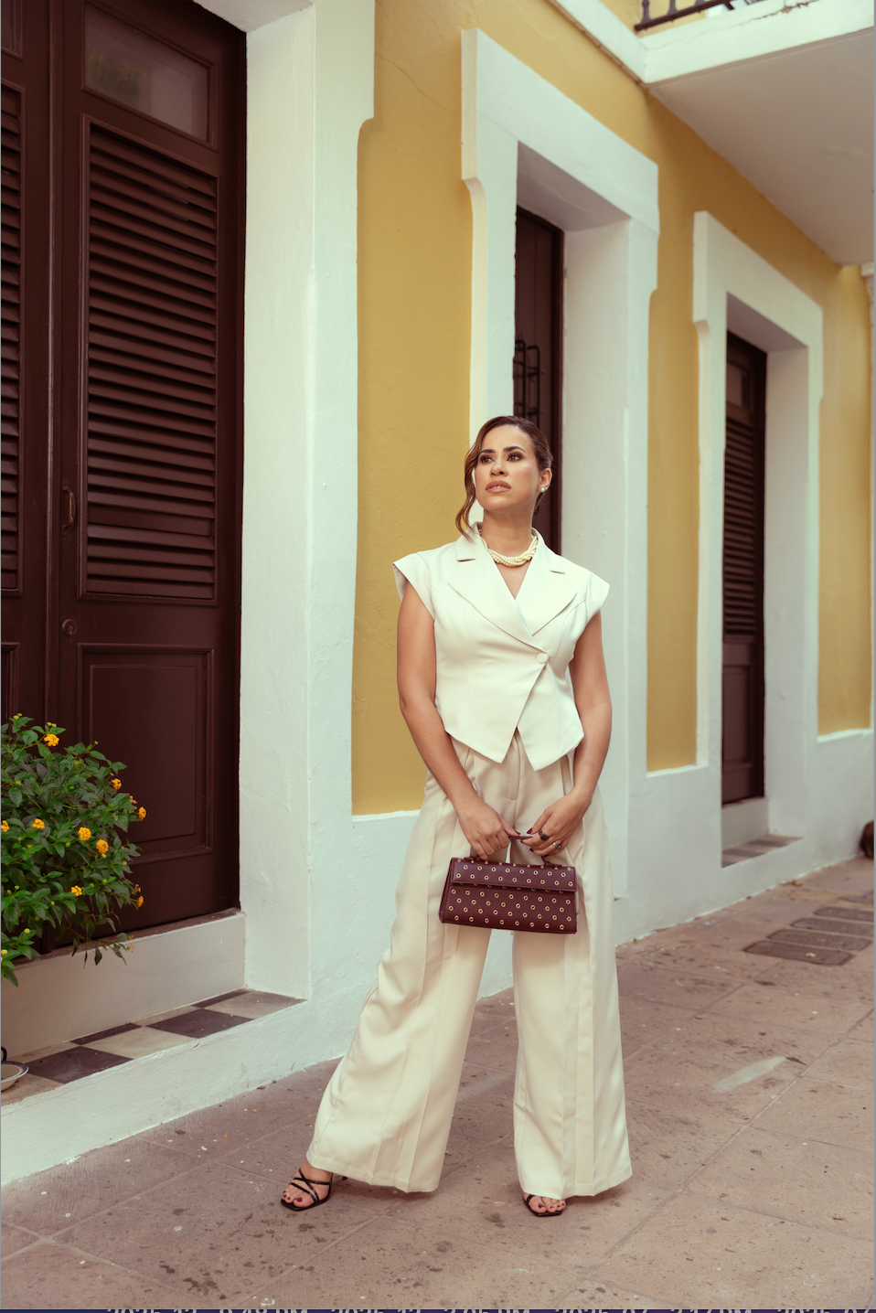 Sleeveless Blazer With Wide-leg Pants Set