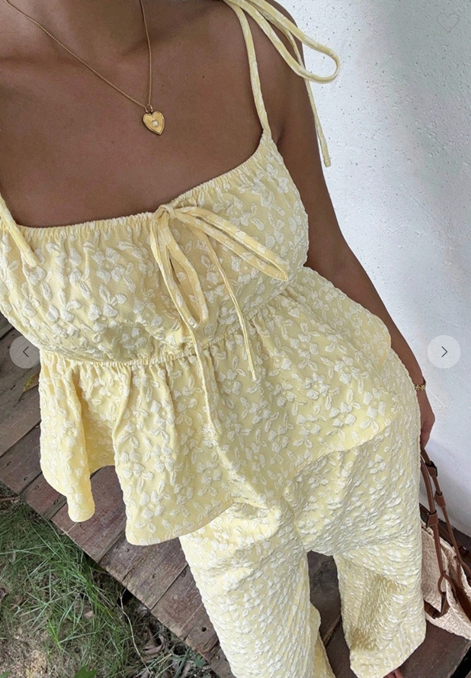 Textured Tie-strap Peplum Set