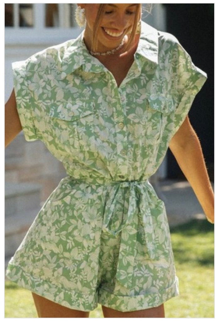 SWEET GIRL FLORAL SHORT SLEEVE ROMPER
