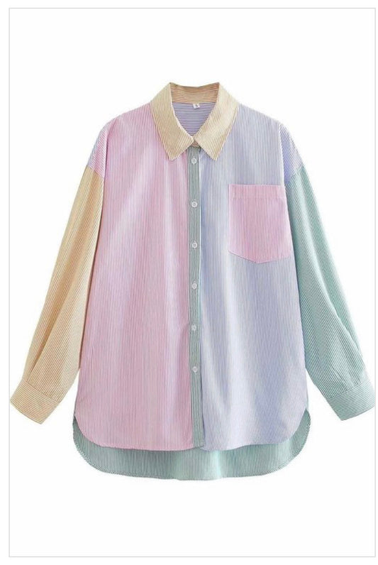 COLOR BLOCK LONG SLEEVE SHIRT