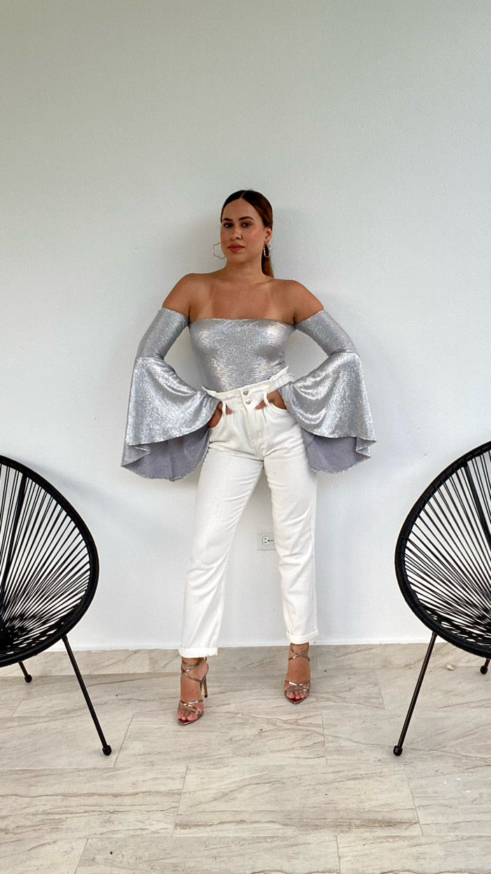 METAL PUFF SLEEVES BODYSUIT