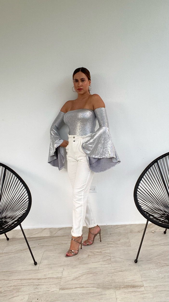 METAL PUFF SLEEVES BODYSUIT