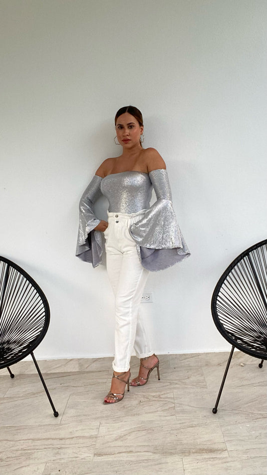 METAL PUFF SLEEVES BODYSUIT