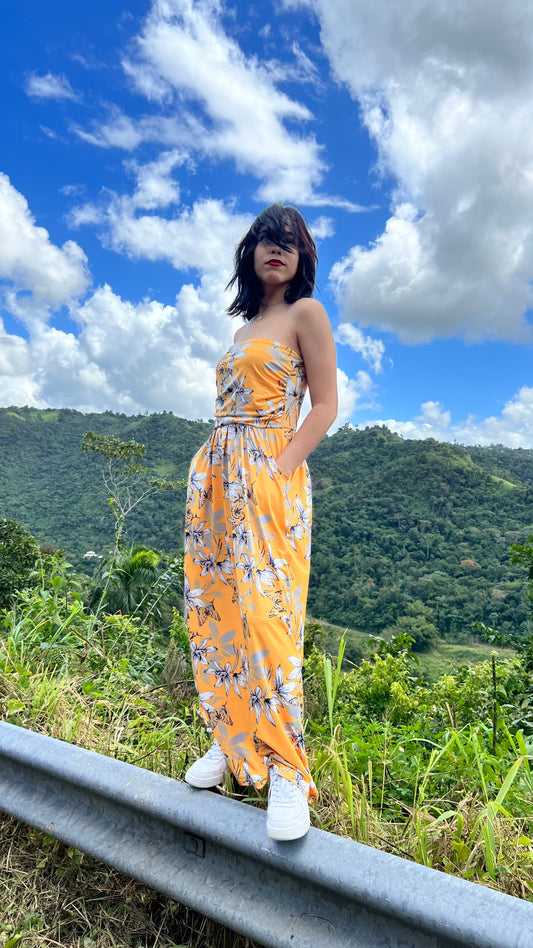 Yellow Summer Off Shoulder Maxi Dress