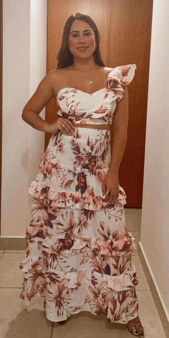 MATCHING FLORAL MAXI SKIRT SET