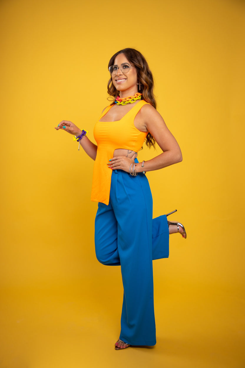 Blue High Waisted Palazzo